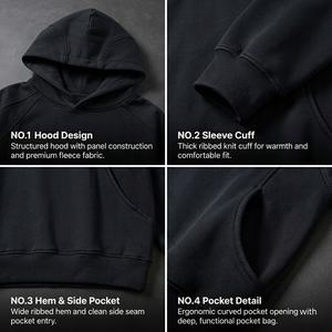 Veste d'hiver en molleton français de 450 g/m², vente en gros, fournisseur de vêtements de rue personnalisés, coupe ajustée, sweat-shirt en coton uni - Product Image 2