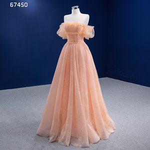 Robe de soirée élégante pour femme Rsm67450, en dentelle orange, bustier, coupe trapèze, transparente et brodée, pour soirée - Product Image 3