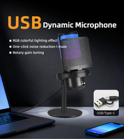 Microphone de jeu USB Type C Plug and Play avec éclairage RGB, micro à condensateur cardioïde pour diffusion en direct et enregistrement sur téléphone portable
