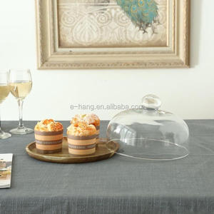 OFERTA ESPECIAL: Campana de <span class=keywords><strong>Cristal</strong></span> Transparente con Bandeja de Madera de Acacia, Campana de <span class=keywords><strong>Cristal</strong></span> para Queso de 9 Pulgadas, Soporte para Pasteles - Product Image 4