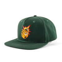 Casquettes Snapback à visière plate vert feuille tropicale en polyester et coton, 5 panneaux, logo brodé, style Hip Hop