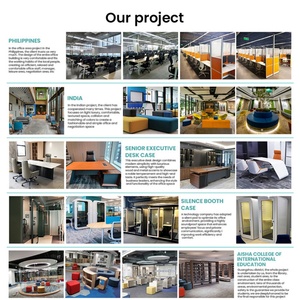 Customized Office Furniture Manufacturer Supply Ergonomic <b>Computer</b> Workstation <b>Desk</b> <b>with</b> Hanging Cabinet and Divided Boards - Product Image 4