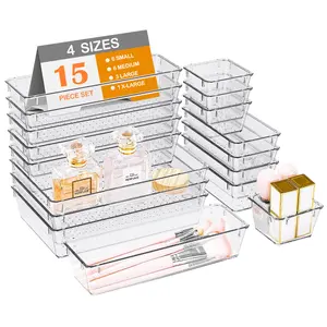 Nhựa ngăn kéo ẩn hộp đồ trang sức nhà đồ lặt vặt mỹ phẩm lưu trữ hộp bàn tổ chức 15 Piece - Product Image 1