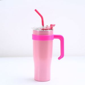 Vaso Térmico de Viaje Car Ice Bully Handle de 40oz, Doble Pared, Aislamiento al Vacío, con Tapa y Popote, Antideslizante, Logotipo Personalizado ODM - Product Image 1