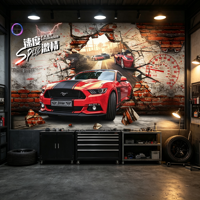 Papier Peint Mural 3D Personnalisé Voiture Percant le Mur, Papier Peint Voiture, Fond de Mur en Briques avec Voiture de Sport, Papier Peint Décoratif pour Magasin Commercial
