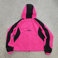 Veste coupe-vent imperméable à capuche pour l'extérieur, coupe ample personnalisée, avec fermeture éclair, design patchwork, en nylon, idéale pour la course à pied