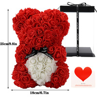 Fait à la main 25cm fleur éternelle Rose ours déesse PVC boîte-cadeau frais mousse fleur ours pour l'étiquetage transfrontalier pour la Saint-Valentin