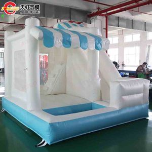 Toboggan gonflable en PVC bleu macaron 10x10 pieds avec <span class=keywords><strong>piscine</strong></span> à balles, installation facile, usage commercial extérieur, souffleur gratuit pour locations événementielles - Product Image 4