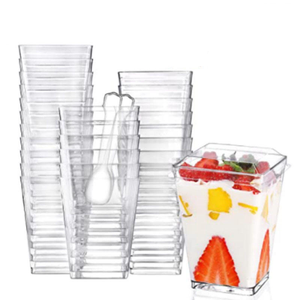 Square Clear Transparent Hard PS Plastic Disposable Mousse <b>Cup</b> Cake Food Container Box for Dessert Pudding Packaging - Product Image 6