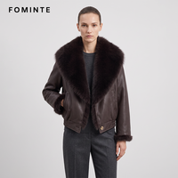 Veste en similicuir avec col en fausse fourrure, manteau court chaud d'hiver, vêtements d'extérieur décontractés en PU pour femmes, vente en gros personnalisée
