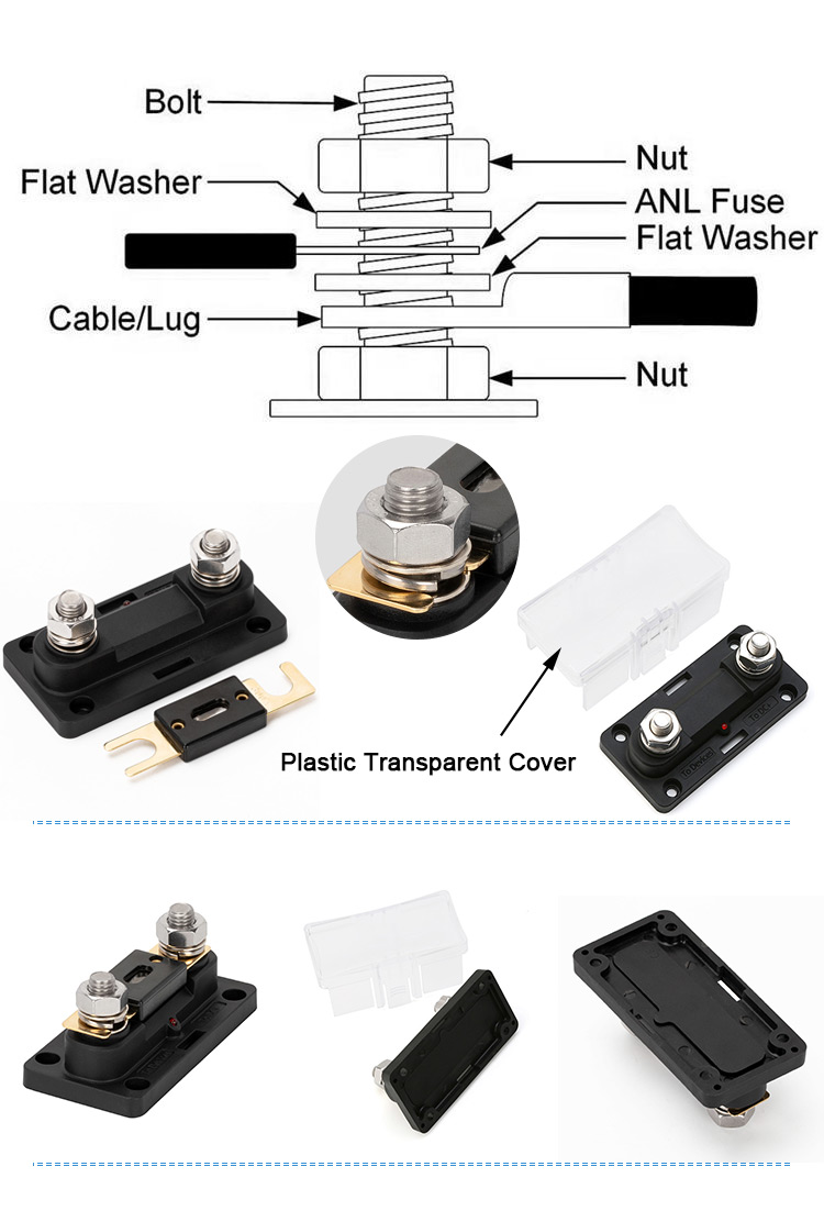 M10 Waterproof 12V Battery Inline Fuse Block Black With Led Light For Car Camper RV