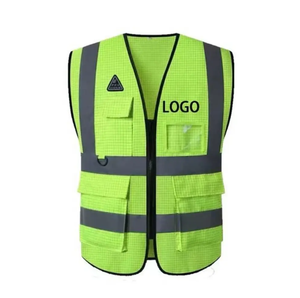 Chaleco de Seguridad Antiestático de Poliéster con Bolsillos y Cinta Reflectante de Alta Visibilidad para Hombres - Uso en Construcción y Estaciones de Servicio - Product Image 1