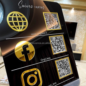 Soporte Vertical para Letreros con Código QR de Acrílico Artful Cosmos, con Base de Madera, para Publicidad en Restaurantes y Comercios, Estilo Elegante - Product Image 4