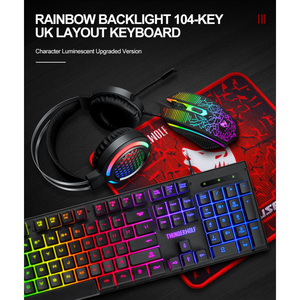 Ensemble de jeu 4 en 1 2,4 G : <span class=keywords><strong>souris</strong></span>, <span class=keywords><strong>casque</strong></span>, tapis de <span class=keywords><strong>souris</strong></span>, <span class=keywords><strong>clavier</strong></span> avec rétroéclairage RVB et sensation mécanique - Product Image 4