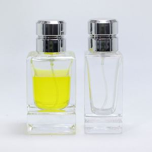 High Quality 50ml Square Clear Glass Perfume Bottles Empty Transparent Glass <b>Silver</b> Lid Screen Printing Eco-friendly Reed - Product Image 4