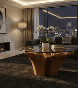 Mesa de Centro Redonda de Raíz de Teca de Lujo Moderno, Construcción de Madera Sólida con Vetas Naturales, Ecológica y Duradera para Hoteles, Resorts y Villas - Product Image 5