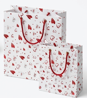 Ensemble d'emballage cadeau rouge épais avec motif floral et cœur, comprenant papier cadeau, sac cadeau, boîte, carnet, carte de vœux et étiquette suspendue, pour la Saint-Valentin et les anniversaires