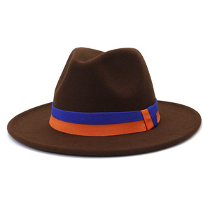 Cappelli Fedora in Feltro Personalizzati con il Tuo Logo per Uomo con Fascia Bicolore Arancione e Blu Royal - Product Image 3