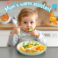 Nouvelle Tendance 2026 : Vaisselle en Porcelaine pour Enfants – Assiette et Bol en Céramique Rond avec Manchon en Silicone et Base Ventouse pour la Maison