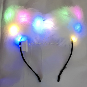 Bandeau lumineux fait à la main en fausse fourrure Cosplay chat <span class=keywords><strong>loup</strong></span> renard oreilles <span class=keywords><strong>de</strong></span> chien - Product Image 5