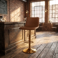 Chaise de bar pivotante réglable en tissu et cuir, avec structure en fer, design moderne pour salon