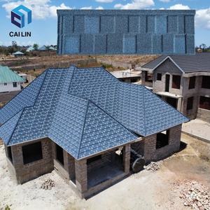 Matériaux de construction garantie 50 ans tuiles de toiture en métal revêtues de pierre tôle d'acier galvanisée imperméable Ghana Kenya Cameroun - Product Image 3