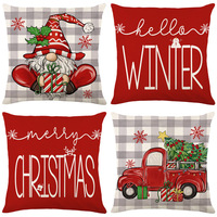 Housse de coussin de noël 3D taie d'oreiller carrée décor à la maison ensemble quatre housses de coussin pour salon canapé et chambre