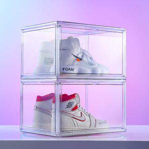 2 Kotak Penyimpanan Sepatu Plastik Transparan Magnetik, Dapat Disusun, Dapat Disesuaikan, Kotak Organizer <span class=keywords><strong>Display</strong></span> Sneaker - Product Image 3
