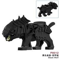 P8011-8018 Jouets à assembler pour enfants, animaux médiévaux, monture de loup, bricolage, plastique, collection, blocs de construction éducatifs, cadeaux pour enfants