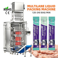 Machine d'emballage automatique VFFS multi-voies pour aliments humides pour animaux de compagnie, friandises crémeuses pour chats, liquides en bandelettes