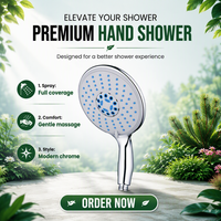 Pommeau de douche à main TAIMU TM-2036 européen haute pression, grand format, 5 jets, 150 mm, 100 % plastique ABS