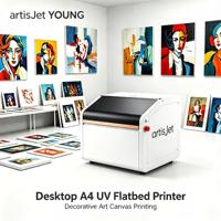 Imprimante UV à plat numérique artisJet YOUNG A4 pour l'impression UV LED sur toile, décoration murale, toile de fond de table, décoration