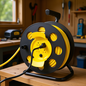 Avvolgicavo Industriale Retrattile da 30 Metri con 4 Prese, Giallo, per Uso Gravoso - Product Image 2