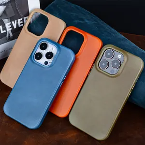 DL 2024 Style Full Protection crazy horse skin process higher oil edge lens protector phone case for iPhone shell design logo