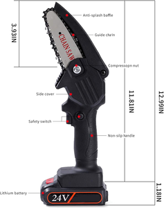 Mini tronçonneuse à main, tronçonneuse <span class=keywords><strong>électrique</strong></span> à batterie sans fil, <span class=keywords><strong>petite</strong></span> tronçonneuse à batterie <span class=keywords><strong>pour</strong></span> la coupe de <span class=keywords><strong>branches</strong></span> de bois dans la cour - Product Image 6