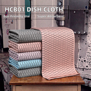 HCB01 panno per lavare piatti quadrato in microfibra facile da pulire a <span class=keywords><strong>nido</strong></span> <span class=keywords><strong>d</strong></span>'<span class=keywords><strong>ape</strong></span> con scala di pesce 300gsm panno per la pulizia assorbente per la cucina - Product Image 3
