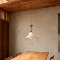 Lustre d'art minimaliste moderne en fer et verre E27 Source de lumière Lampes suspendues artistiques pour salon, salle à manger ou chambre à coucher