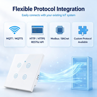 Interrupteur mural intelligent WiFi XZJ, personnalisable OEM, serveur cloud privé, application auto-hébergée, API, 1 à 4 gangs, panneau en verre trempé, 100-240V