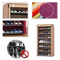 Meuble à chaussures sur pied pliable en tissu avec housse anti-poussière non tissée pour rangement domestique
