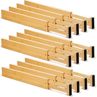 Nouveau modèle de paniers de rangement en bambou 4 pièces, séparateurs de tiroirs ajustables et extensibles pour économiser de l'espace, pour la cuisine, la chambre, la salle de bain, la commode
