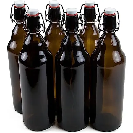 Verkauf 33oz Leerer nachfüllbarer Schnaps Luftdichte Siegel glas bierflaschen mit Schaukel stopfen