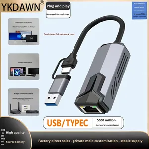 Ensemble d'adaptateurs <span class=keywords><strong>USB</strong></span> vers <span class=keywords><strong>RJ45</strong></span> en vrac, options de vitesse 1G, 2.5G, 5G avec double tête <span class=keywords><strong>USB</strong></span> <span class=keywords><strong>C</strong></span> pour le déploiement et la mise à niveau informatique au bureau et à l'école - Product Image 6