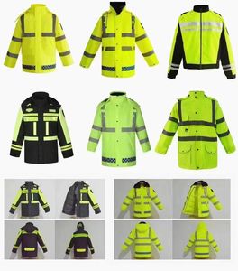 Bombardier à la chaux réfléchissant haute visibilité doublure matelassée vestes d'hiver construction temps froid manteaux imperméables vêtements - Product Image 6