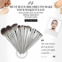 Ensemble de pinceaux de maquillage vegan de haute qualité, à poils doux, résistants à l'usure, avec manche ergonomique, nouveau, 14 pièces, portable