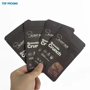 定制印刷标志糖果巧克力布朗尼棒箔聚酯薄膜食用袋软触摸级休闲食品袋包装
