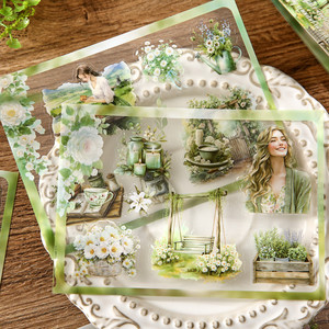 18 <b>Stickers</b> Per <b>Pack</b> Pink Rose and Green Hedge Series Die-Cut <b>Sticker</b> Book for Bullet Journals Children's <b>Sticker</b> Book - Product Image 2