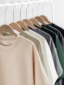 300g di t-shirt a maniche corte in cotone 100 pesante da <span class=keywords><strong>uomo</strong></span> con spalle scoperte in tinta unita - Product Image 3