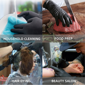 Guantes de nitrilo desechables negros XL không thấm nước Y antideslizantes de 3 mil adecuados Para tatuajes Y limpieza alimentaria - Product Image 3