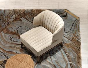 Poltrona in Pelle e Tessuto <span class=keywords><strong>Beige</strong></span> Stile Italiano Semplice, Divano Relax per Soggiorno - Product Image 4