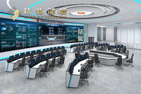 Consolas de monitoreo de seguridad de tamaño personalizado, muebles comerciales, escritorio de computadora para centro de comando respetuoso con el medio ambiente